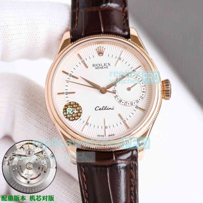 R+ Factory Swiss Replica Gain Weight Rolex Cellini Date 39 Rose Gold Case Watch 